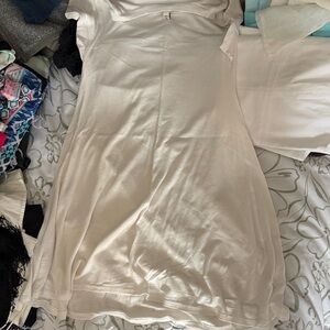 Cream Short Sleeve A-Line long shirt